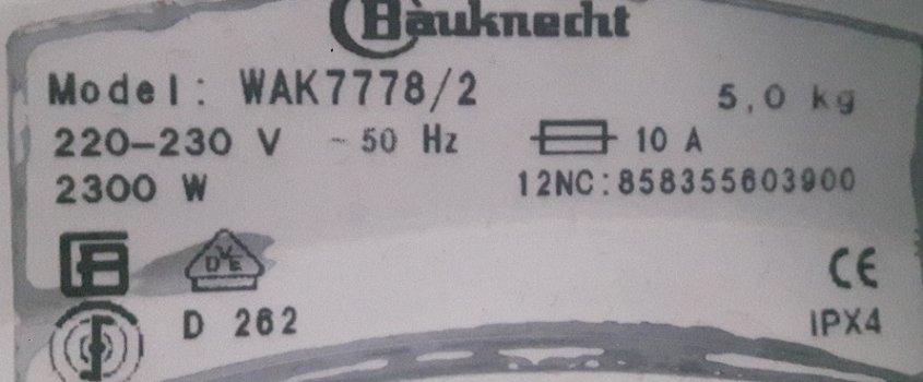 Bauknecht WAK 7778 Waschmaschine Fehlercode F A Wasserstop